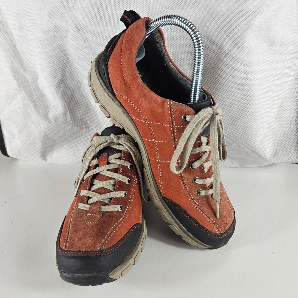 Clarks Wave Walk Women 7M Orange‎ Suede Waterproof Walking Shoes Rocker Sole